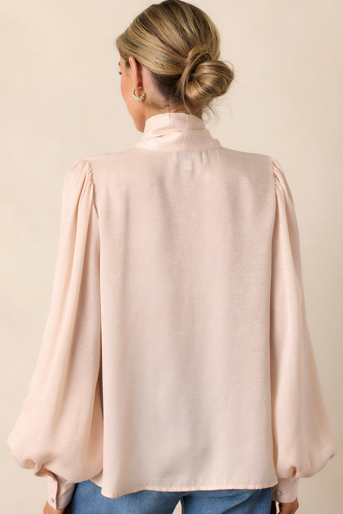 I'm In Charge Champagne Pink Tie Neck Top