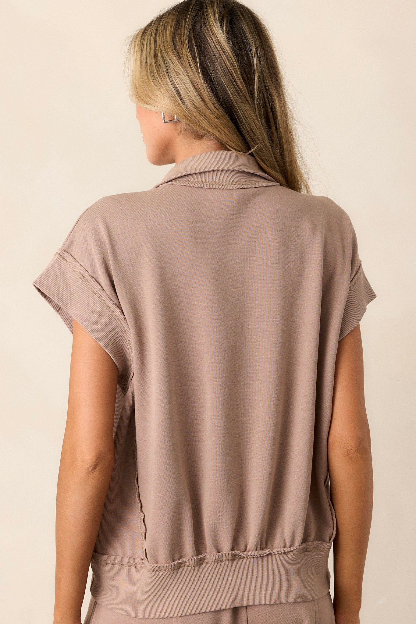 In The Know 100% Cotton Light Mocha Half-Zip Pullover