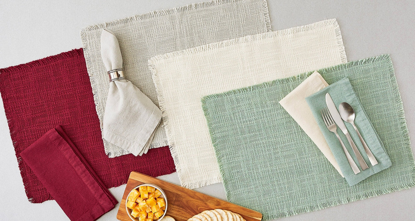 Jadeite Basket Fringe Placemats, Set Of 4
