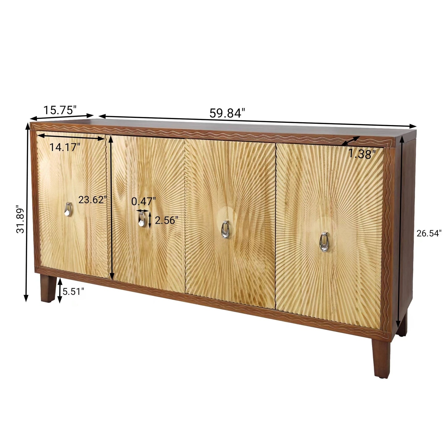 Storage Cabinet with 4 Doors and Adjustable Shelves
