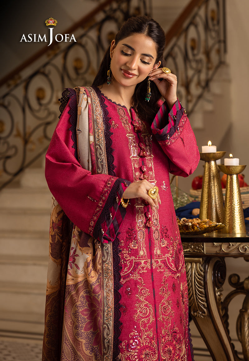 AJIWP-04 EMBROIDERED KARANDI 3 PCS STITCHED