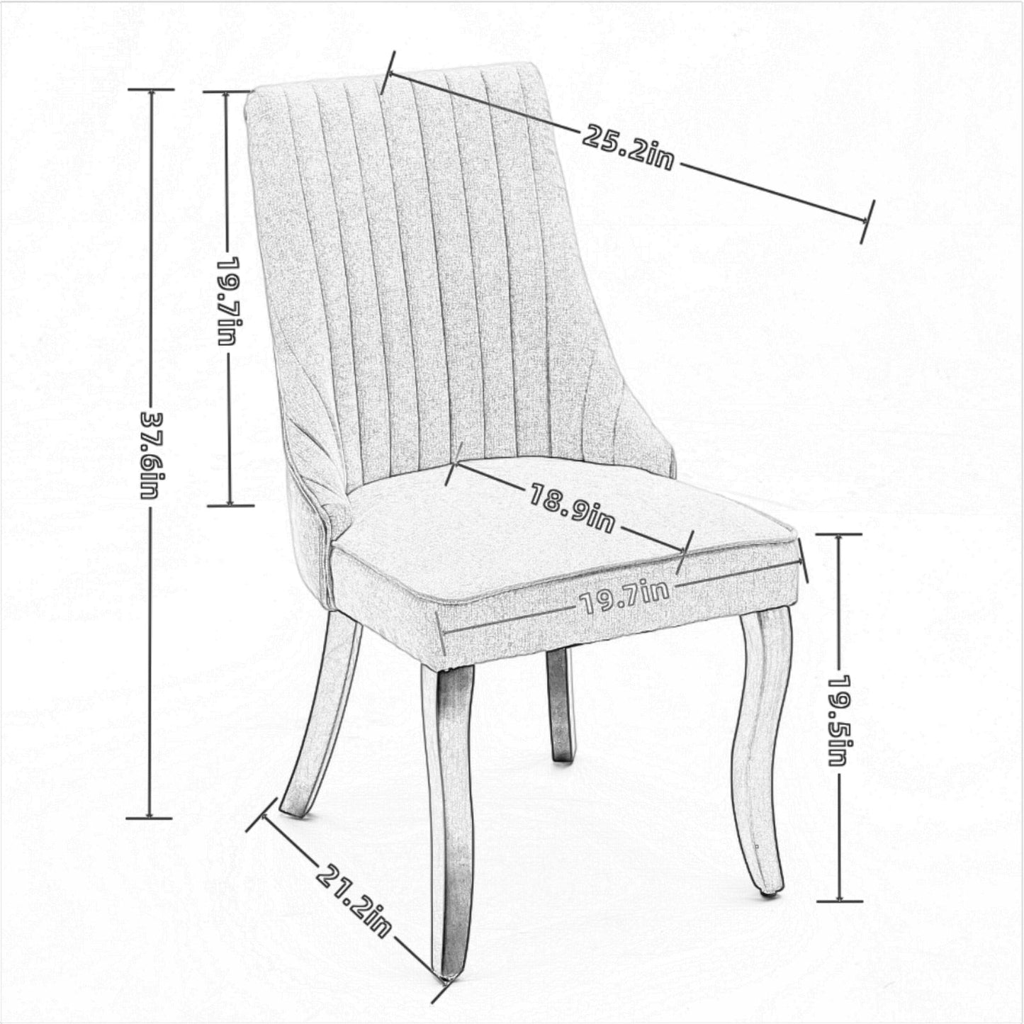 Upholstered Dining Chair with Curved Legs and High Backs, Set of 2