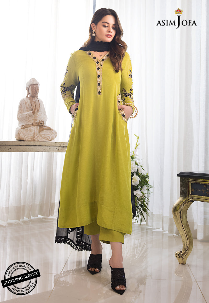 AJIM-18 EMBROIDERED RAW SILK 3 PCS