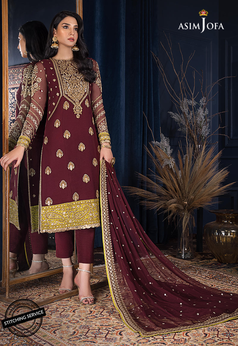 AJRE-08 EMBROIDERED CHIFFON 3 PCS
