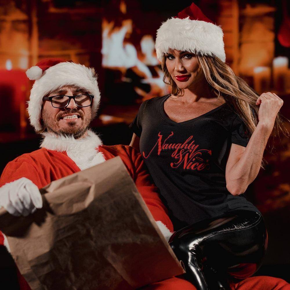 Women's Naughty and Nice V-Neck - Black