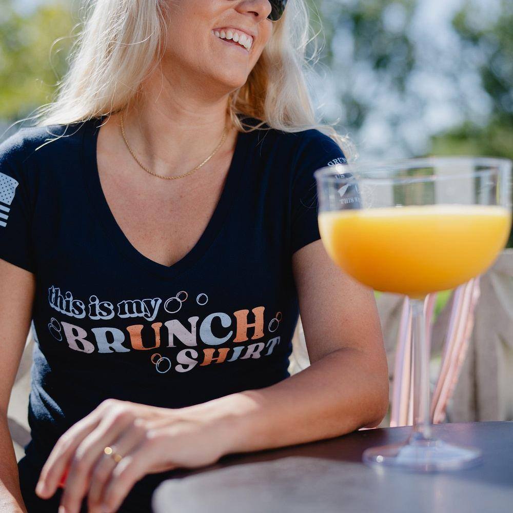 Women's My Brunch Shirt V-Neck - Midnight Navy