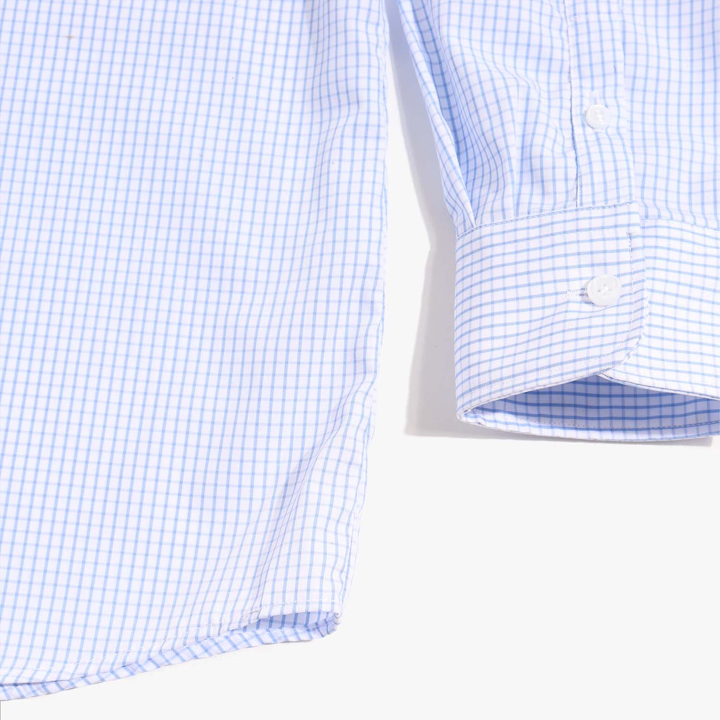 Addams Light Blue-White Grid Check Easy-Care Dress Shirt