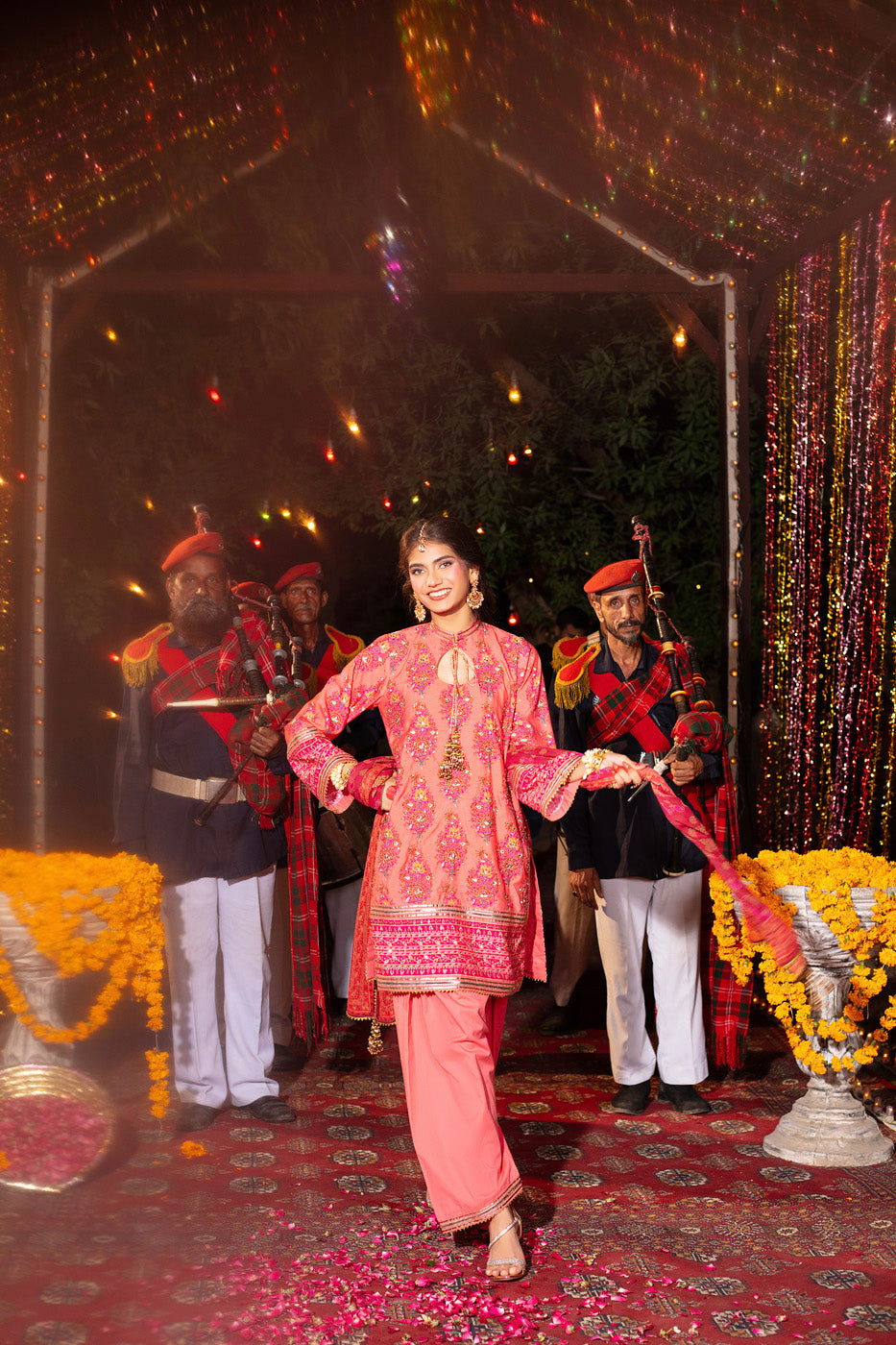 Three Piece Embroidered Cotton Silk Shirt with Poly Chiffon Dupatta