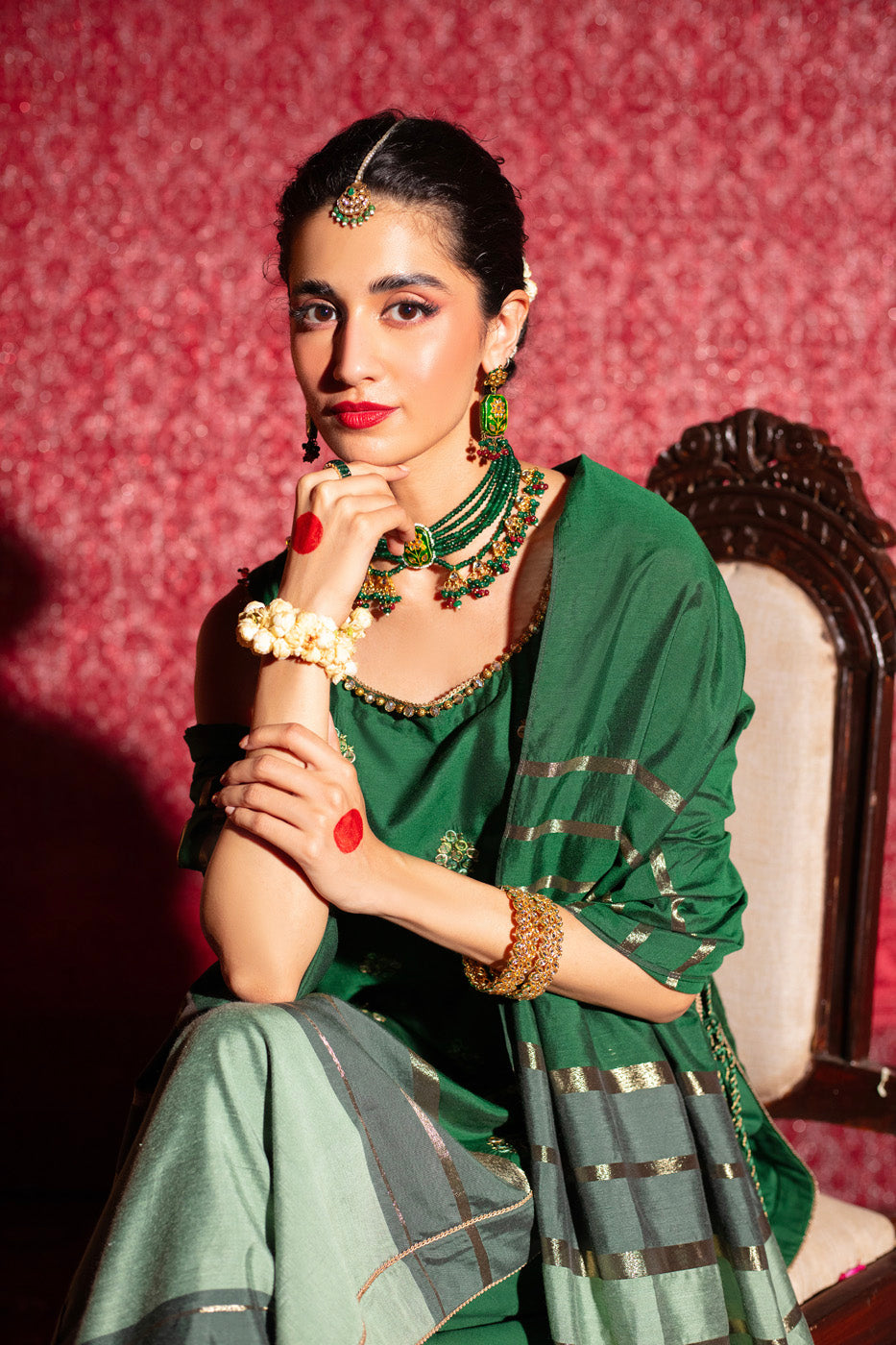 Two Piece Embroidered Yarn Dyed Silk Shirt with Yarn Dyed Dupatta