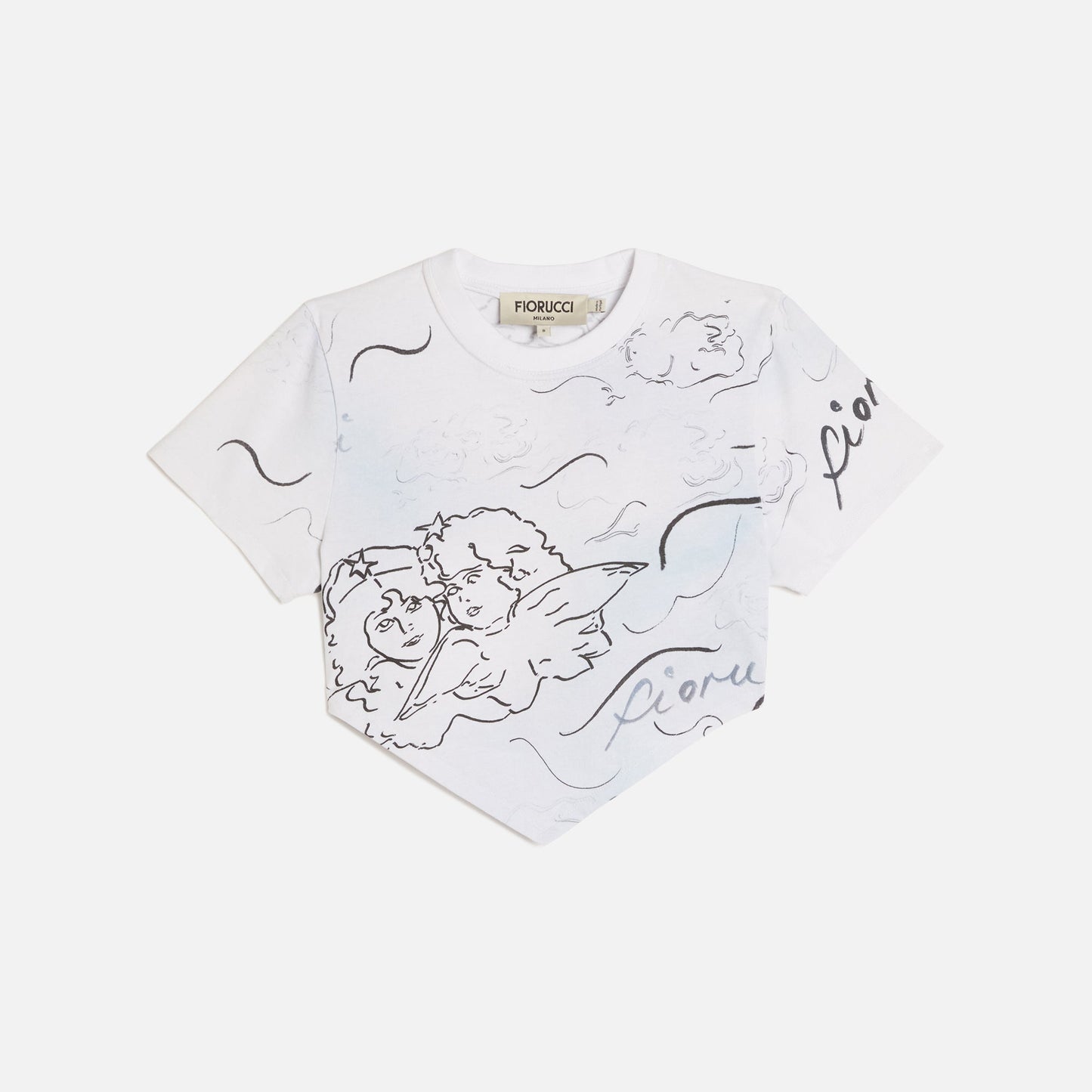 Fiorucci Sketch Angel Hankerchief Top - White