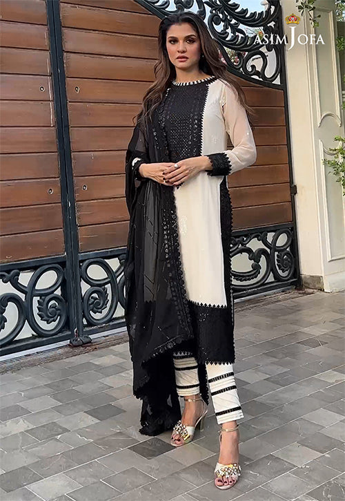 AJSM-39 EMBROIDERED SILK , CHIFFON 3 PCS