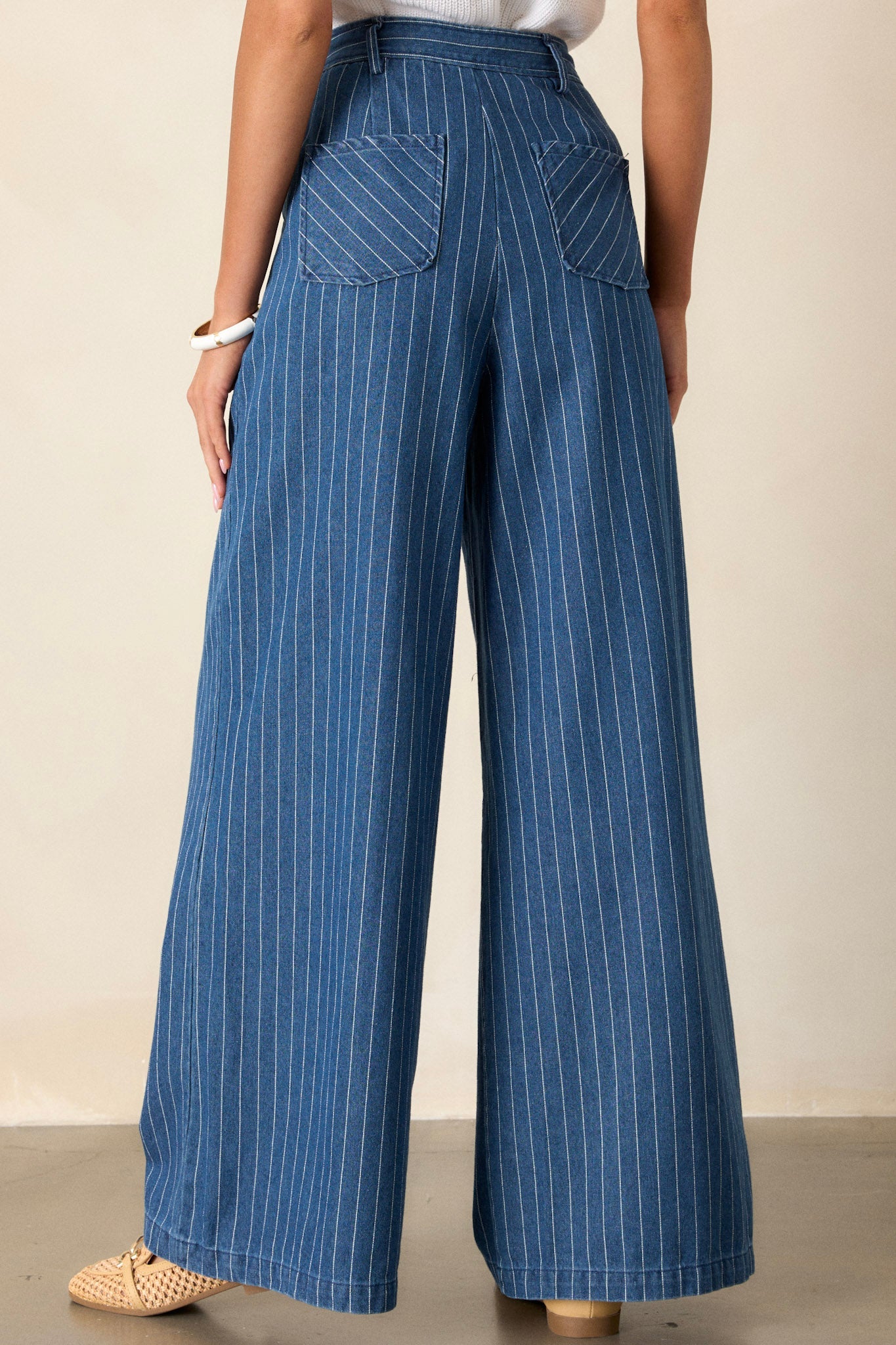 They Say Vision Blue Stripe Wide-Leg Pants
