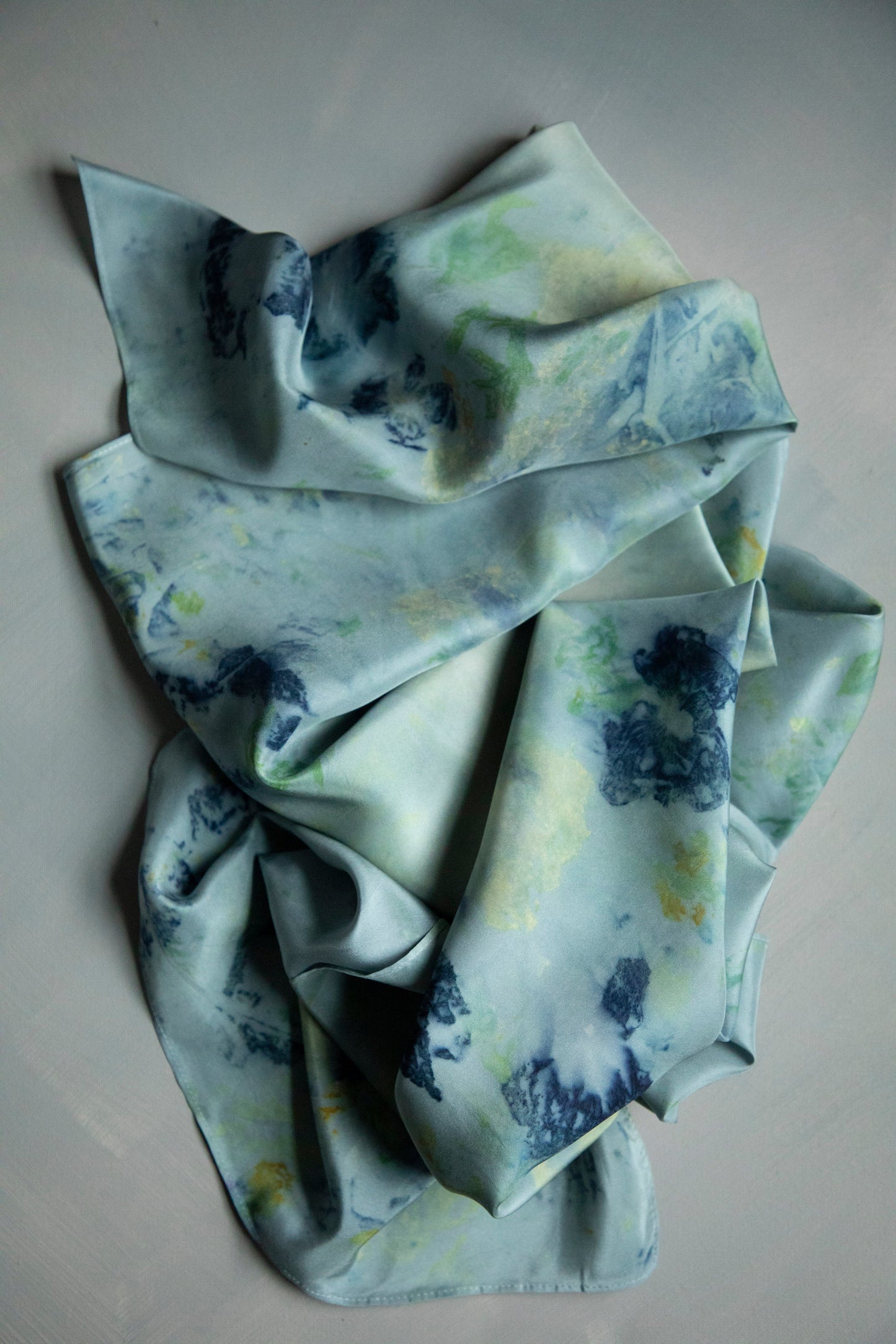 Original Eco-Print French Blue Florals| 35 x 35" 100% Silk Scarf