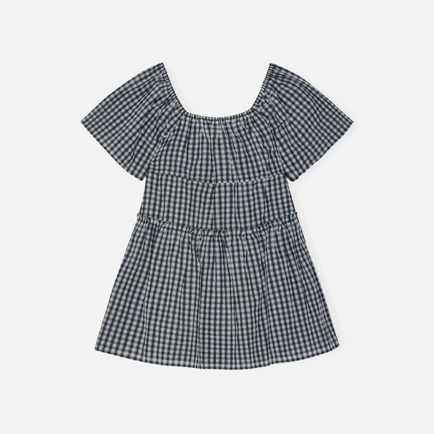 Ganni Seersucker Check Mini Dress - Egret