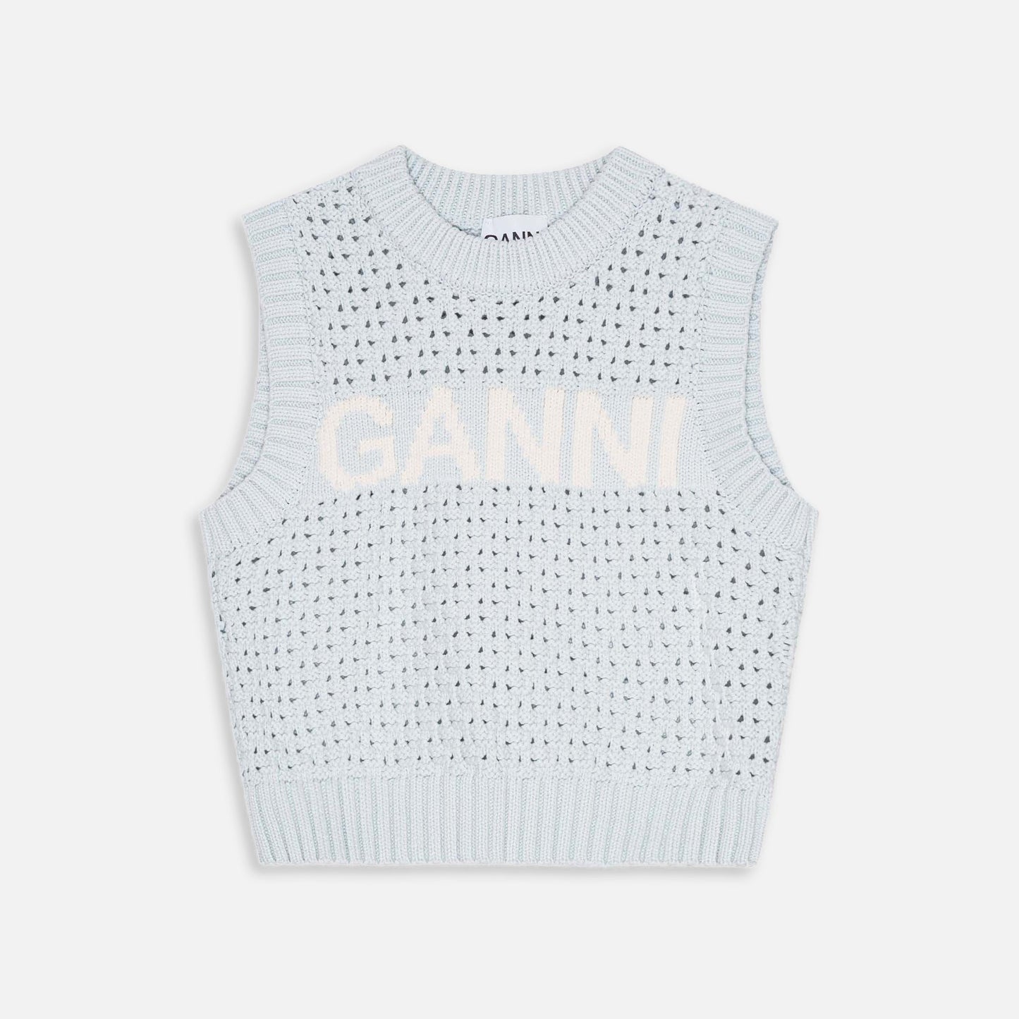 Ganni Textured Pointelle Vest - Illusion Blue