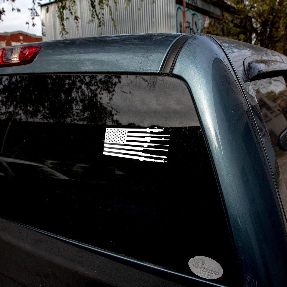 Rifle Flag 6" White Decal