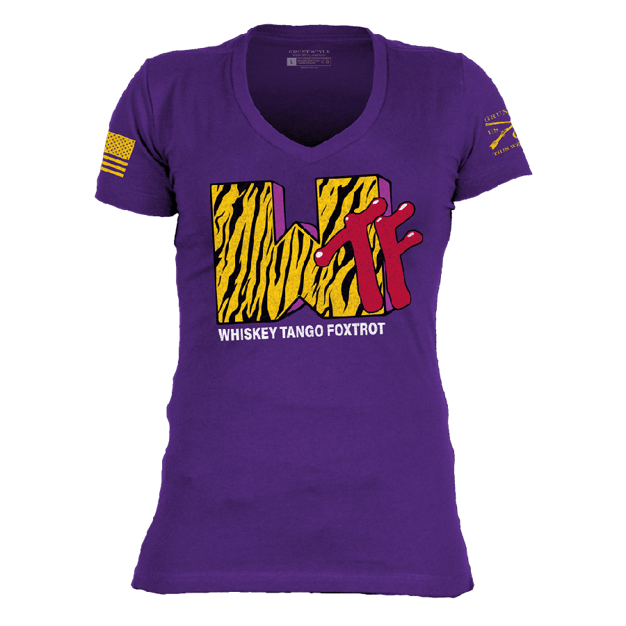 Women's WTF Television V-Neck - Purple Rush