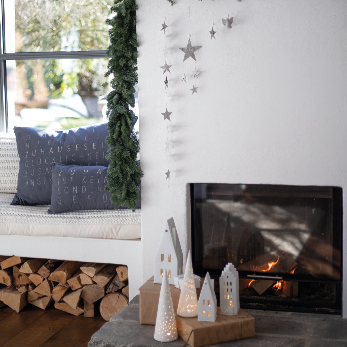 LED Porcelain Forest Tree with Cutout Stars