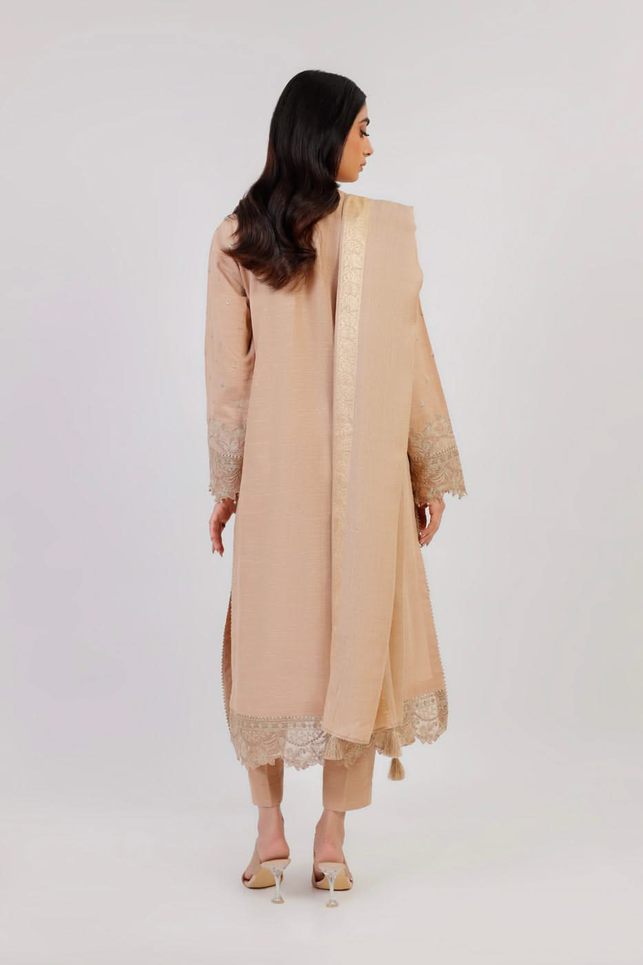 3 Pc Embroidered Khaddar Suit With Shawl