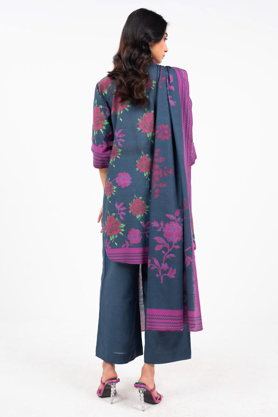 3 Piece Printed Viscose Suit With Viscose Dupatta