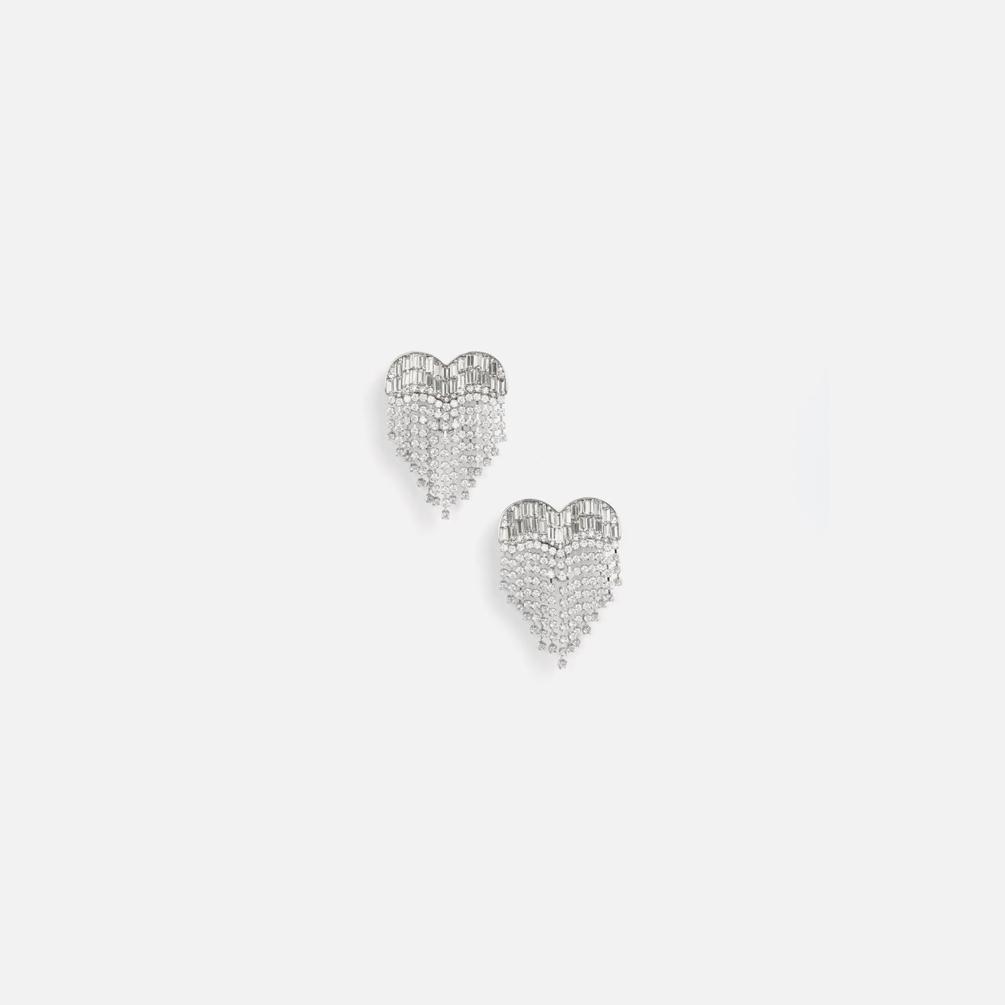 Self-Portrait Crystal Heart Earrings - Silver