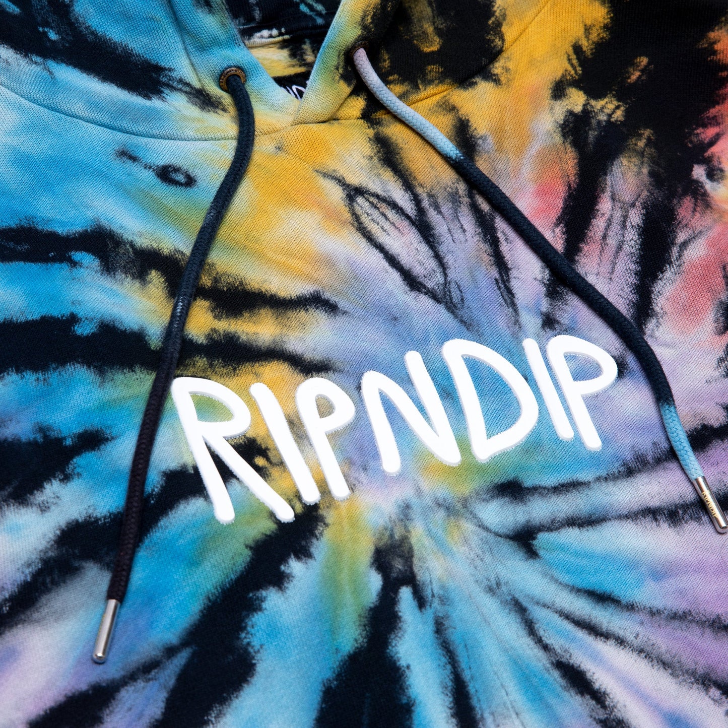 Rubber Logo Hoodie (Sunburst Spiral Tie Dye)
