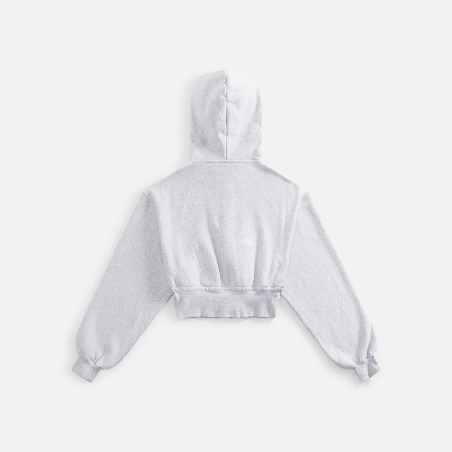 T by Alexander Wang Cropped Zipup Hoodie with Branded Seam Label - Light Grey