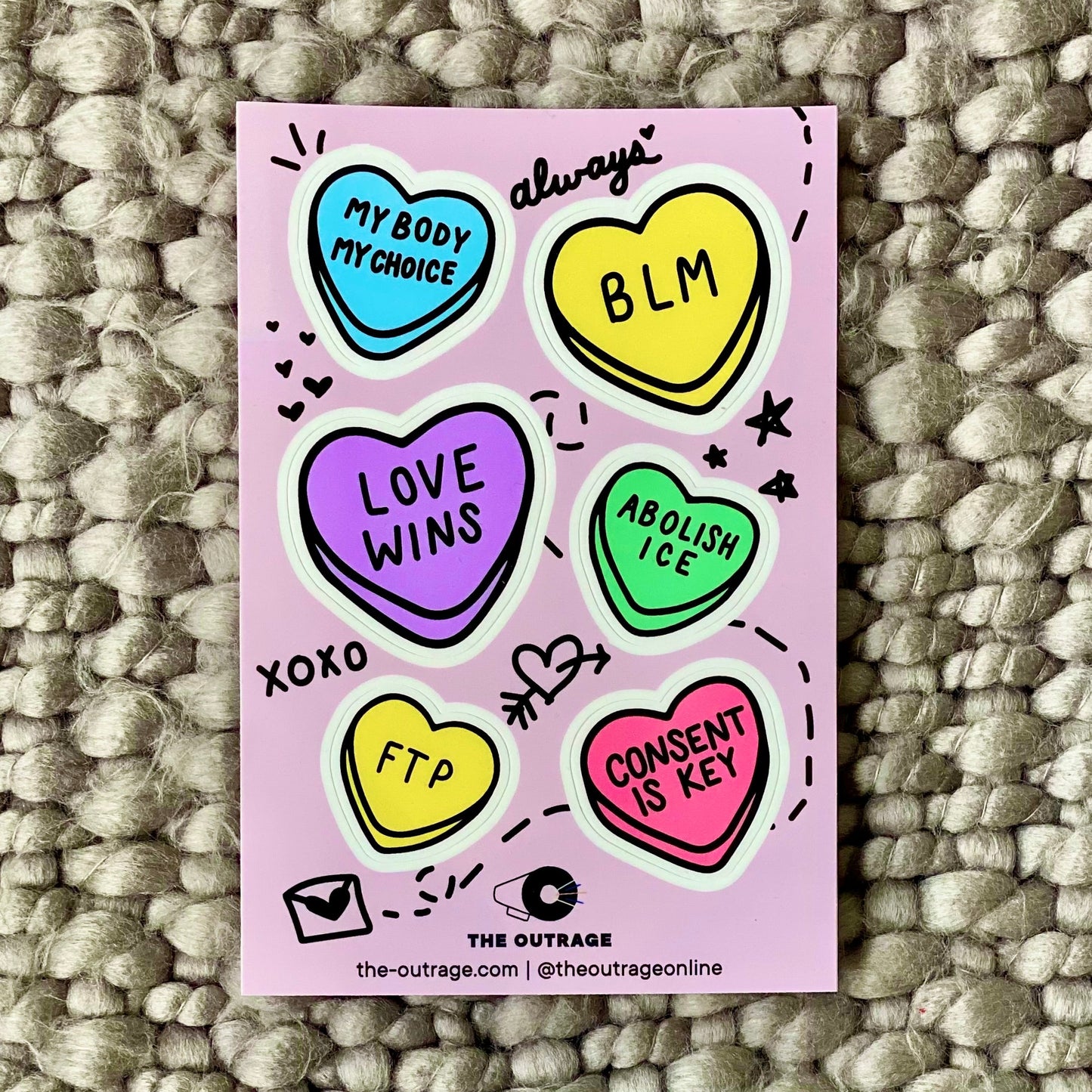 Candy Hearts Sticker Sheet