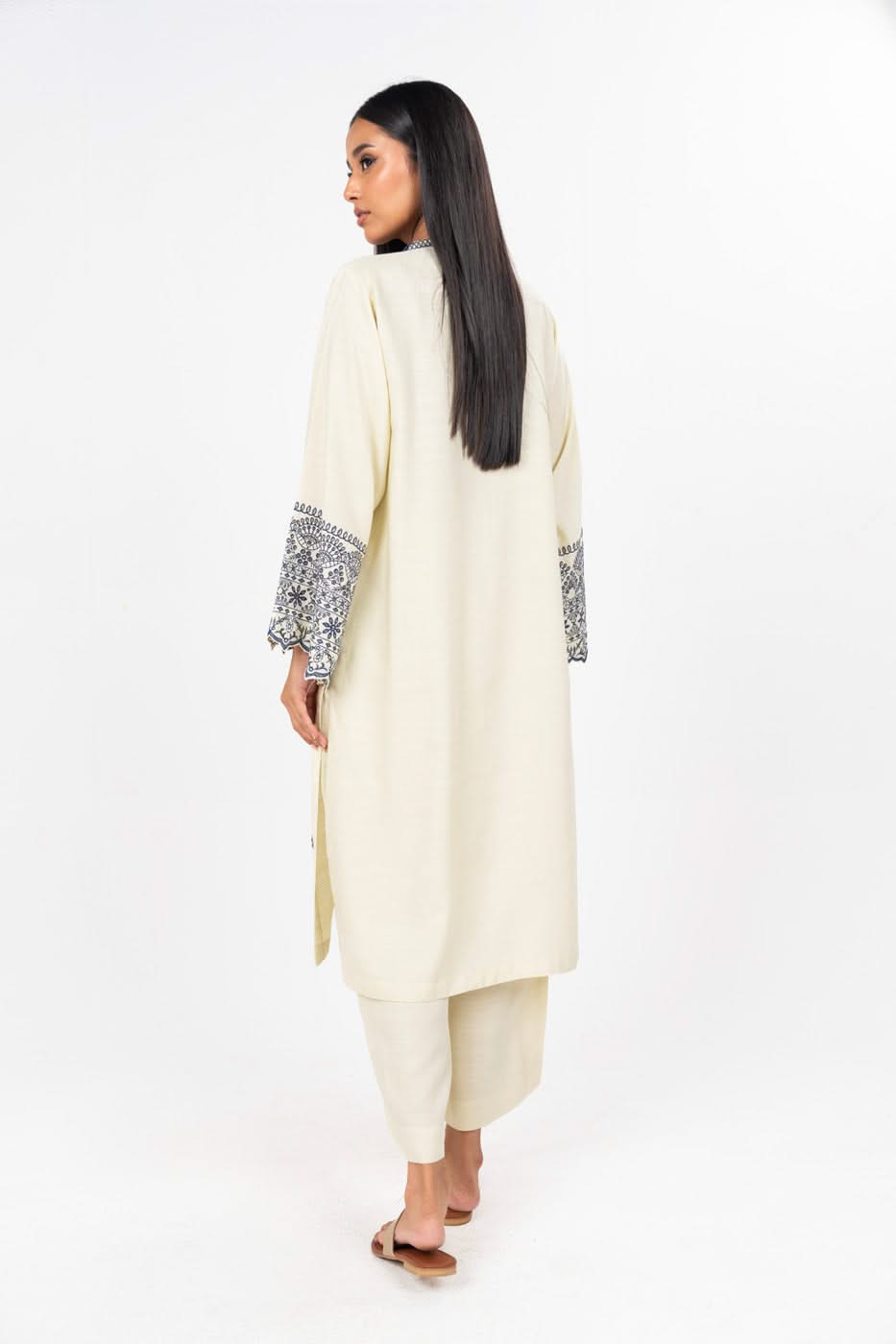 Stitched - 2 Pc Embroidered Raw Silk Outfit