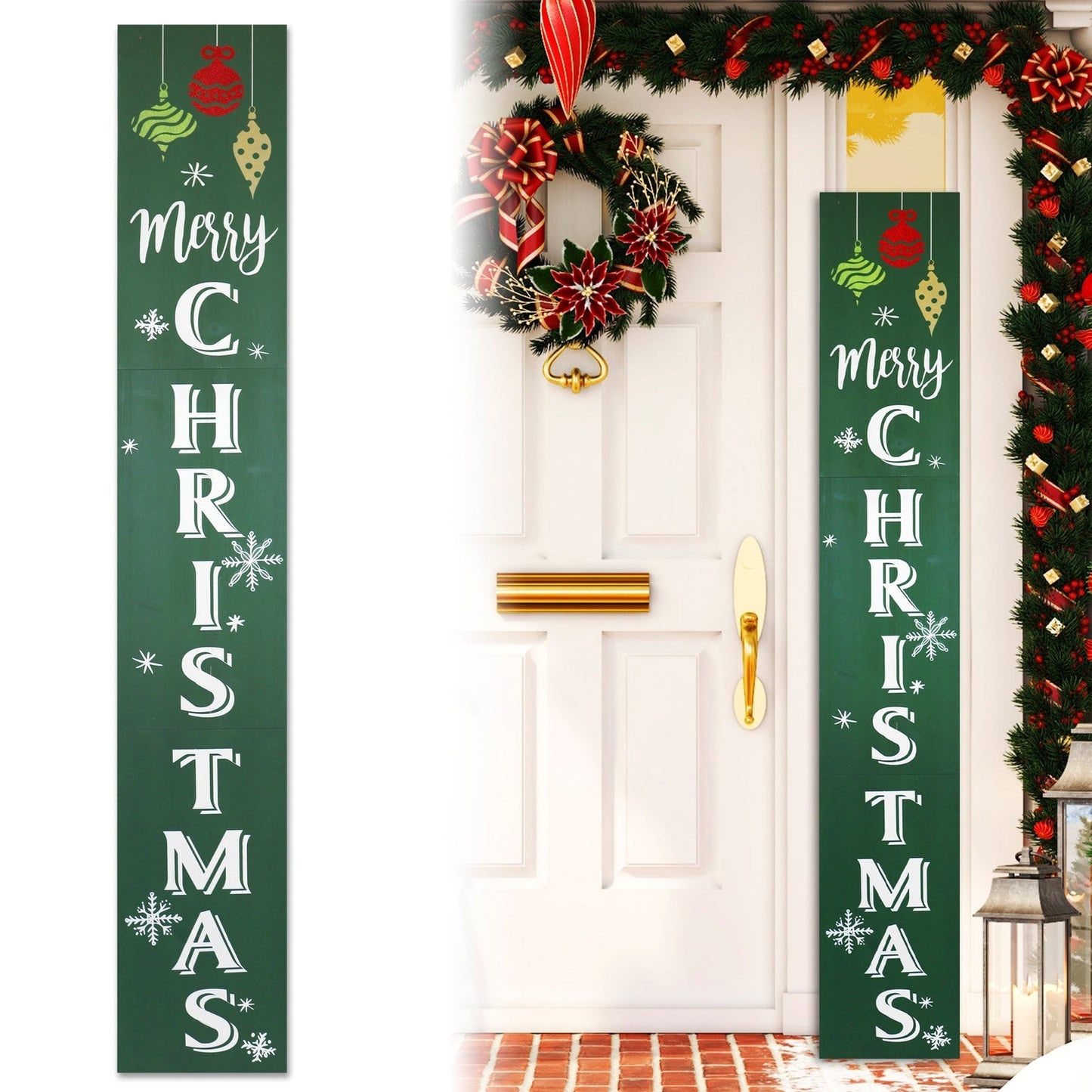 Green Merry Christmas Wood Porch Sign