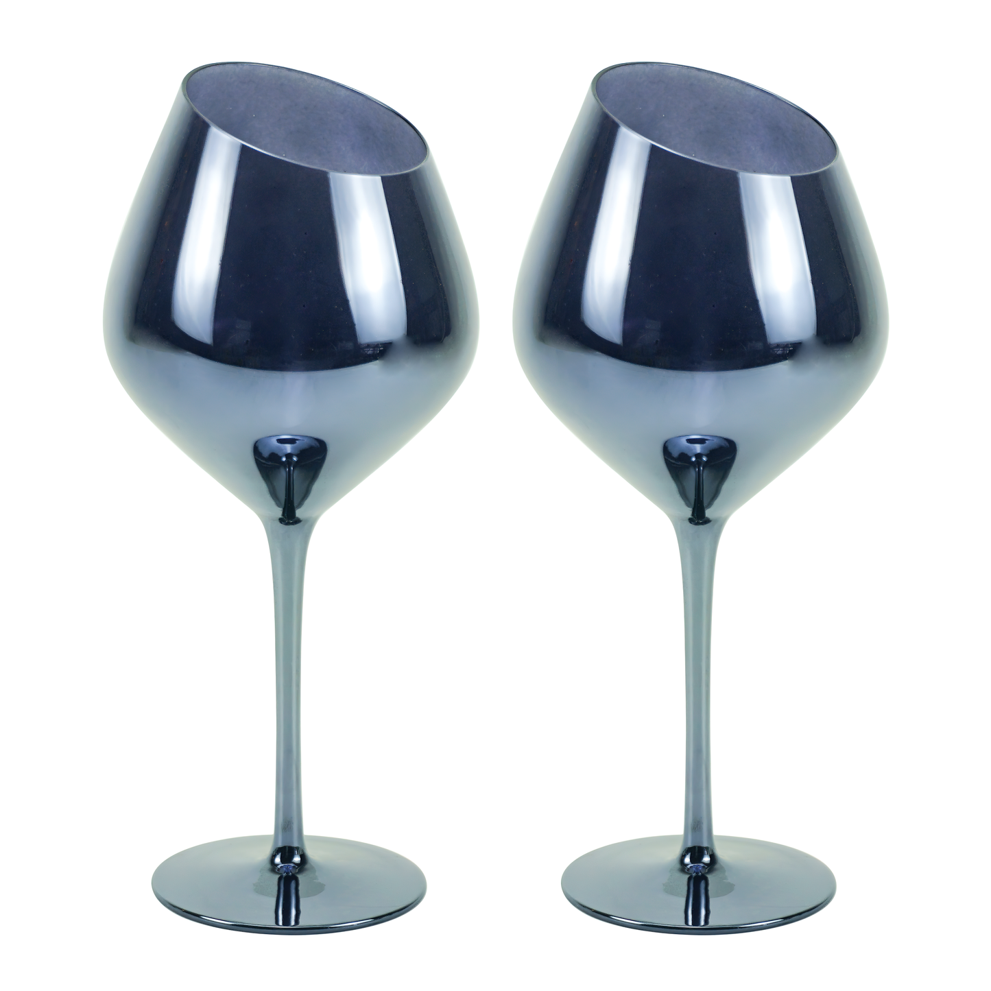 Jeanne Fitz Slant Collection Red Wine Glasses, Set of 2, Blue
