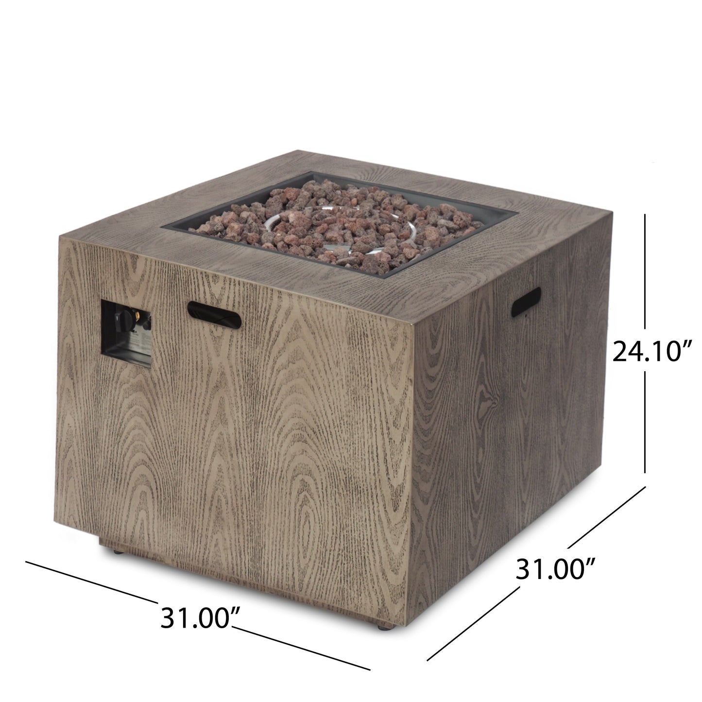 Outdoor Square Concrete Gas Burning Firepit