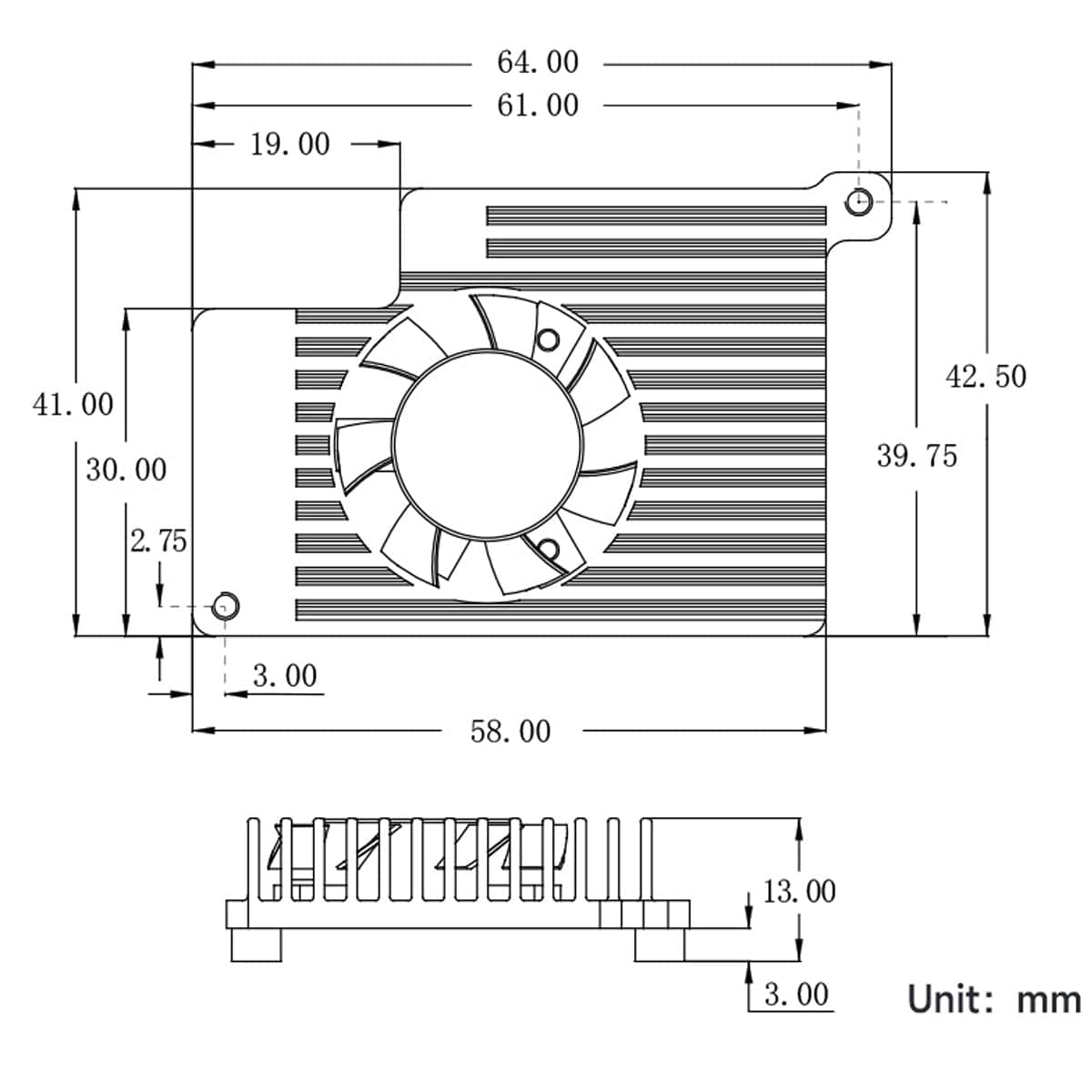Active Cooling Heatsink for Raspberry Pi 5
