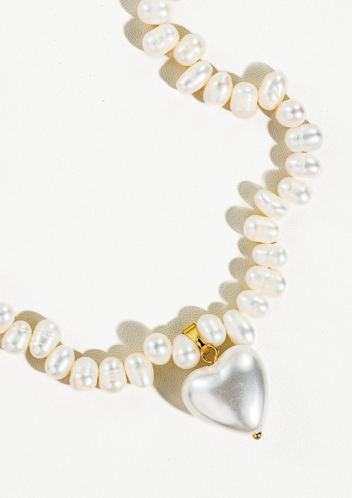 Agape Pearl Heart Charm Necklace
