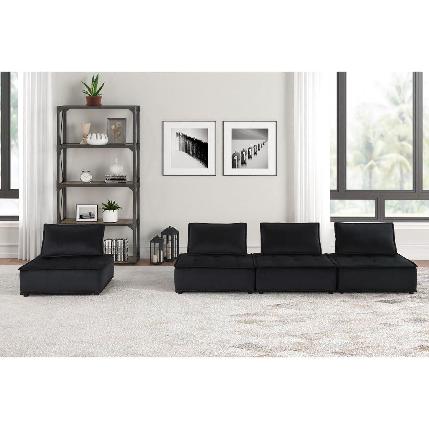 Anna Velvet 4 Piece Sectional Sofa