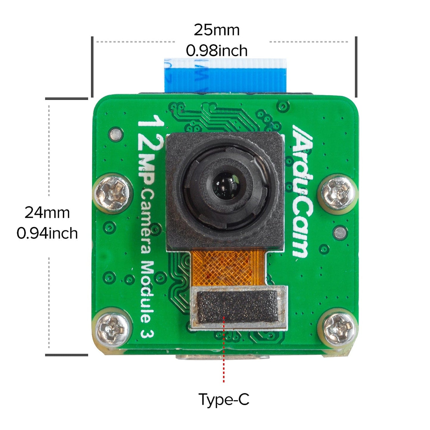 Arducam 12MP IMX708 USB-C UVC Fixed-Focus Camera Module with Microphone
