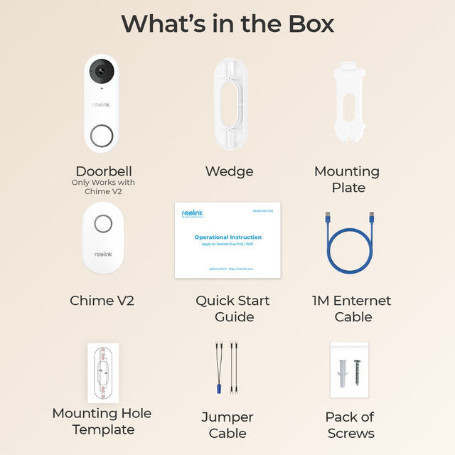 Reolink 2K+ Wired PoE Video Doorbell with Chime (White)