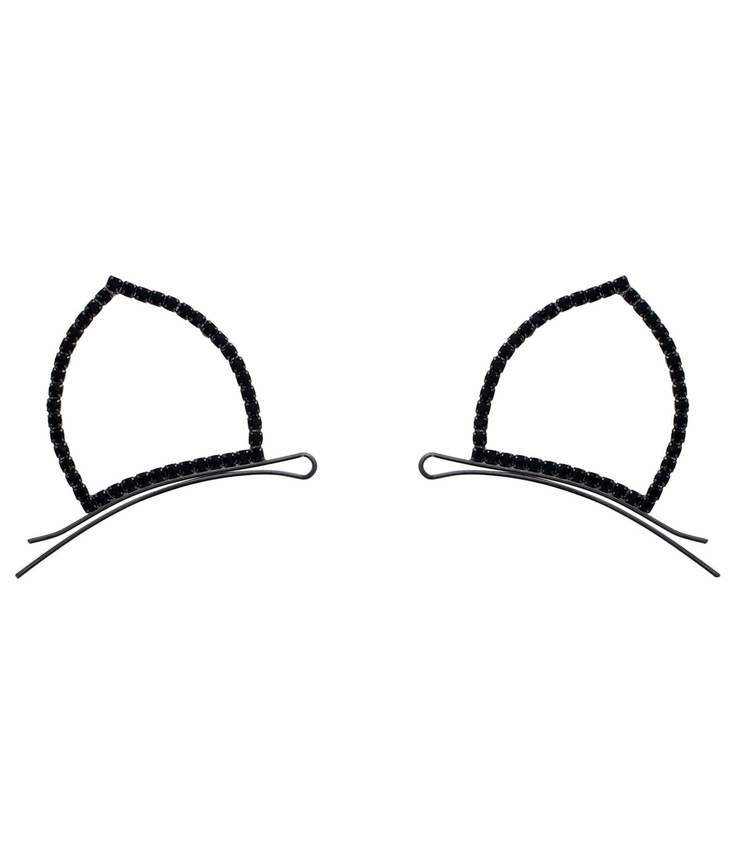 Black Rhinestone Cat Ear Bobby Pins
