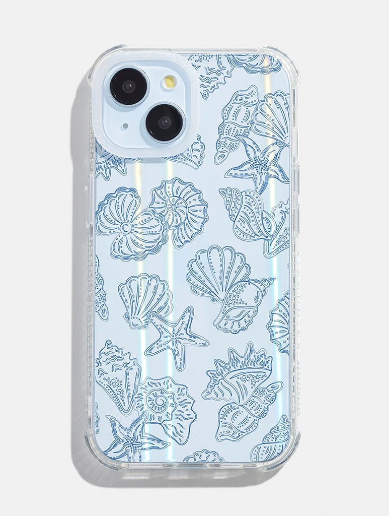 Blue Outline Sea Shells Shock iPhone Case