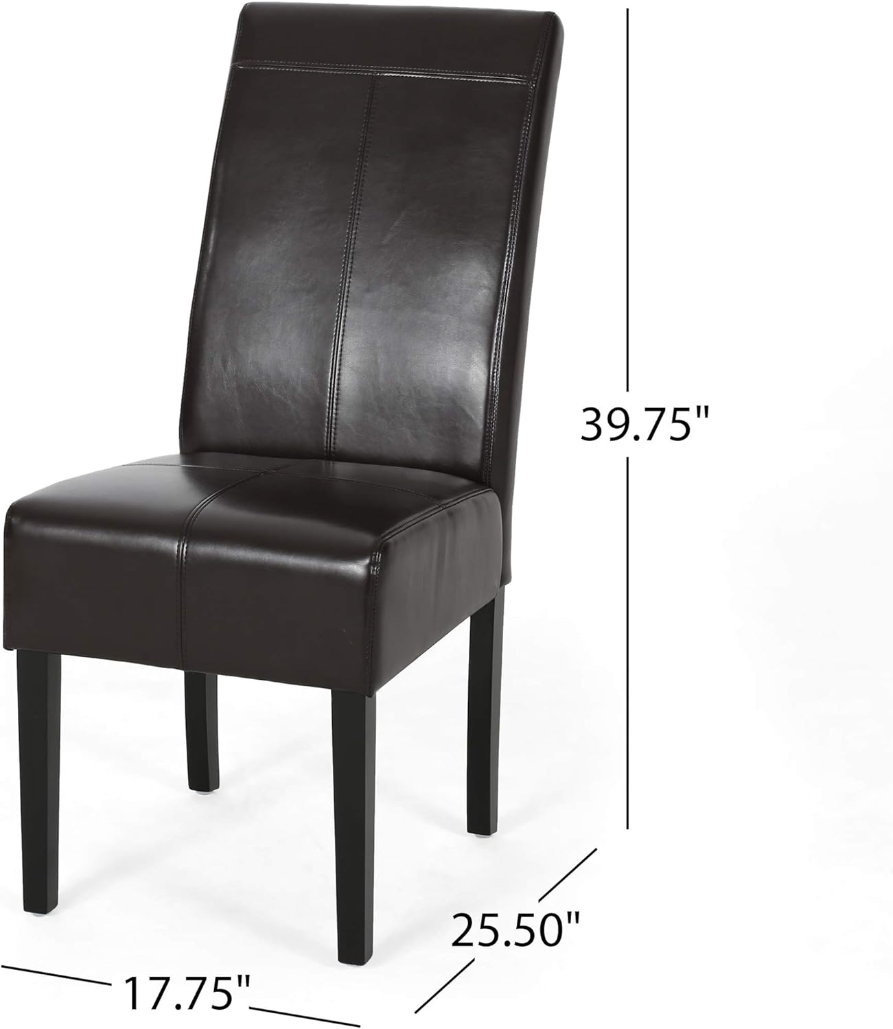 Bonded Leather Upholstered Dining Chair with Solid Wood Legs, Set of 2