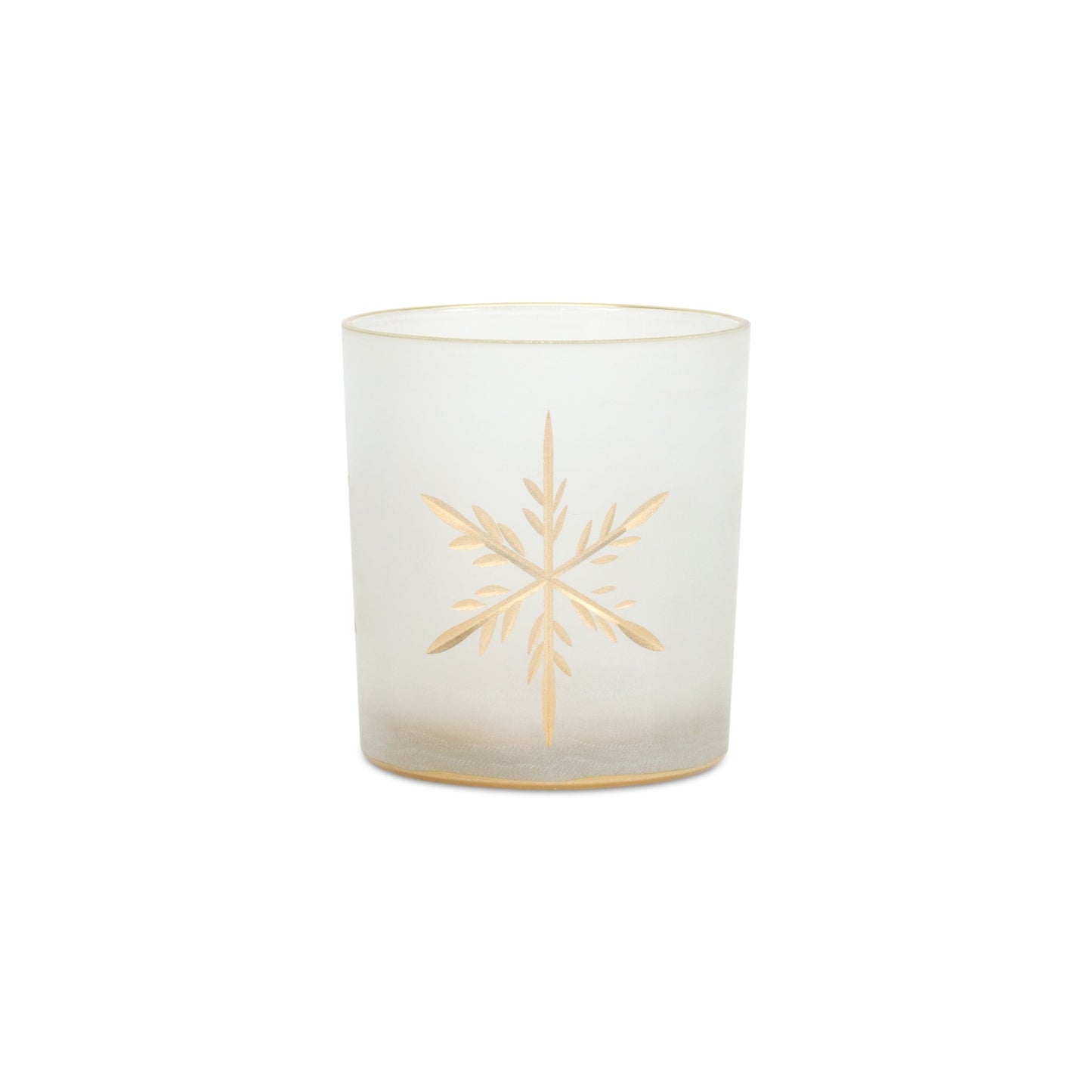 White Frosted Glass Snowflake Votive Candle Holder, Set of 3