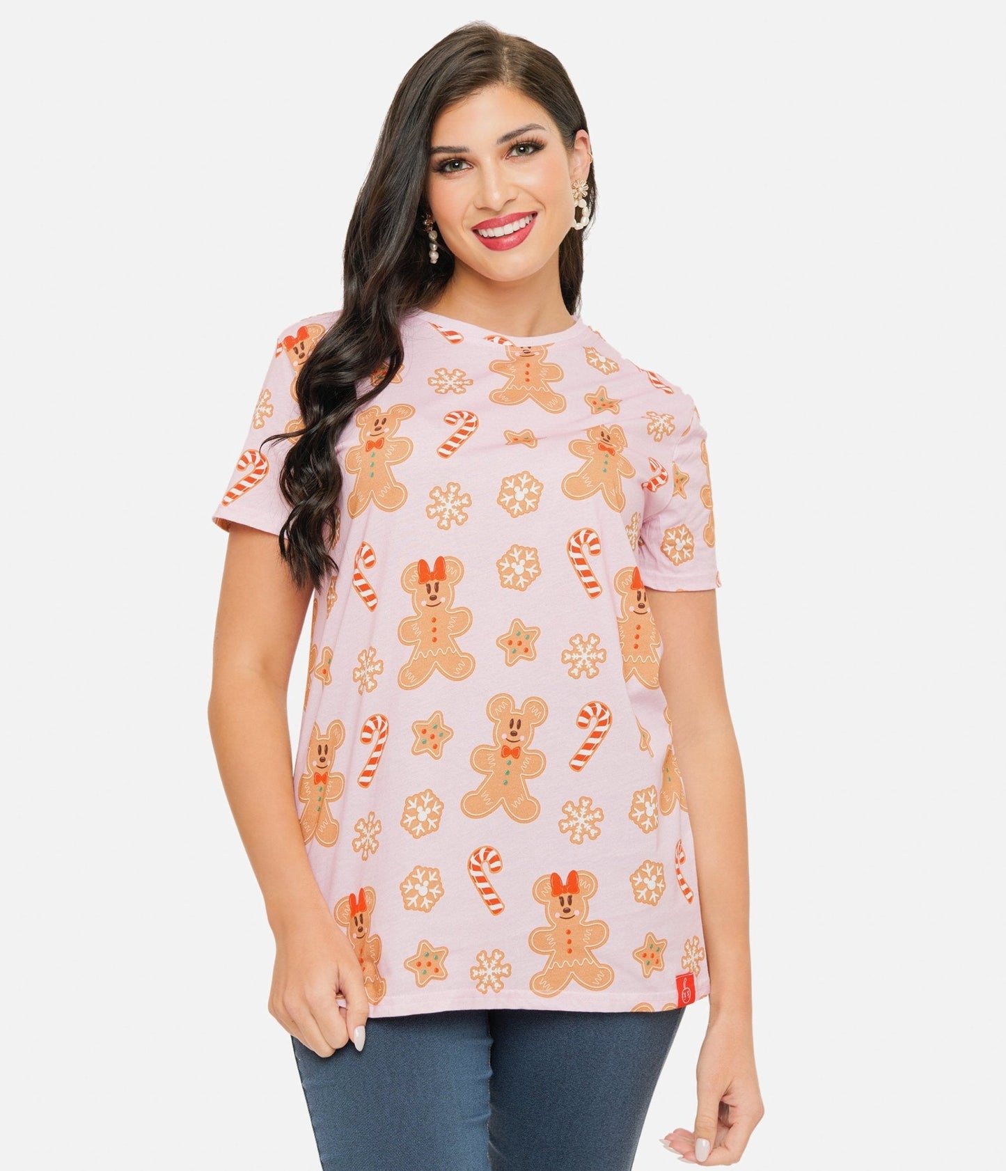 Cakeworthy Pink Mickey & Minnie Gingerbread All Over Print Graphic Tee