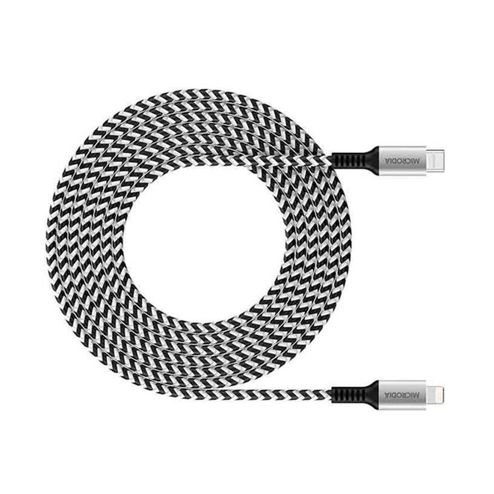 Microdia ExeCable Tweed PD60W USB-C to 8-Pin Cable 2.6m (Zebra)