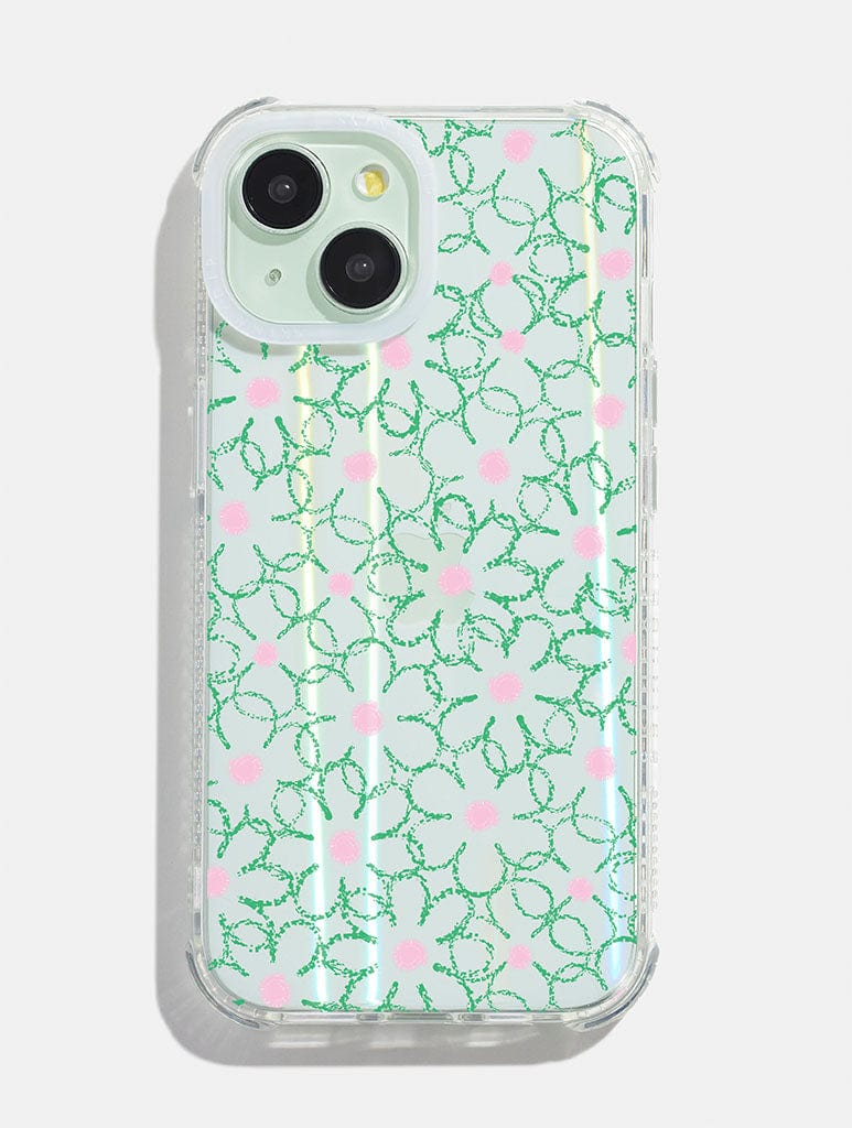 Crayon Flower Green Shock iPhone Case