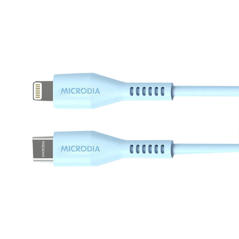 Microdia Fruitywire Silicone PD60W USB-C to 8-Pin Cable 1.3m Baby Blue