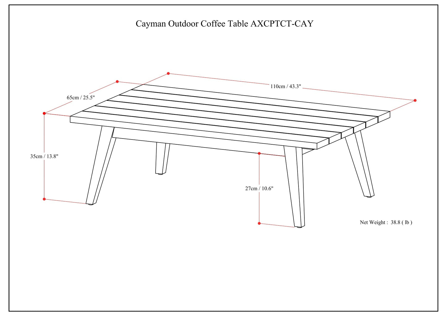 Outdoor Coffee Table with Slatted Top