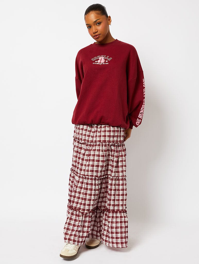 Disney Cruella Varsity Sweatshirt in Burgundy