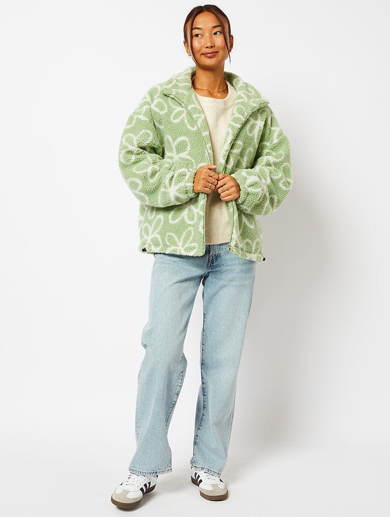 Doodle Flower Borg Jacket