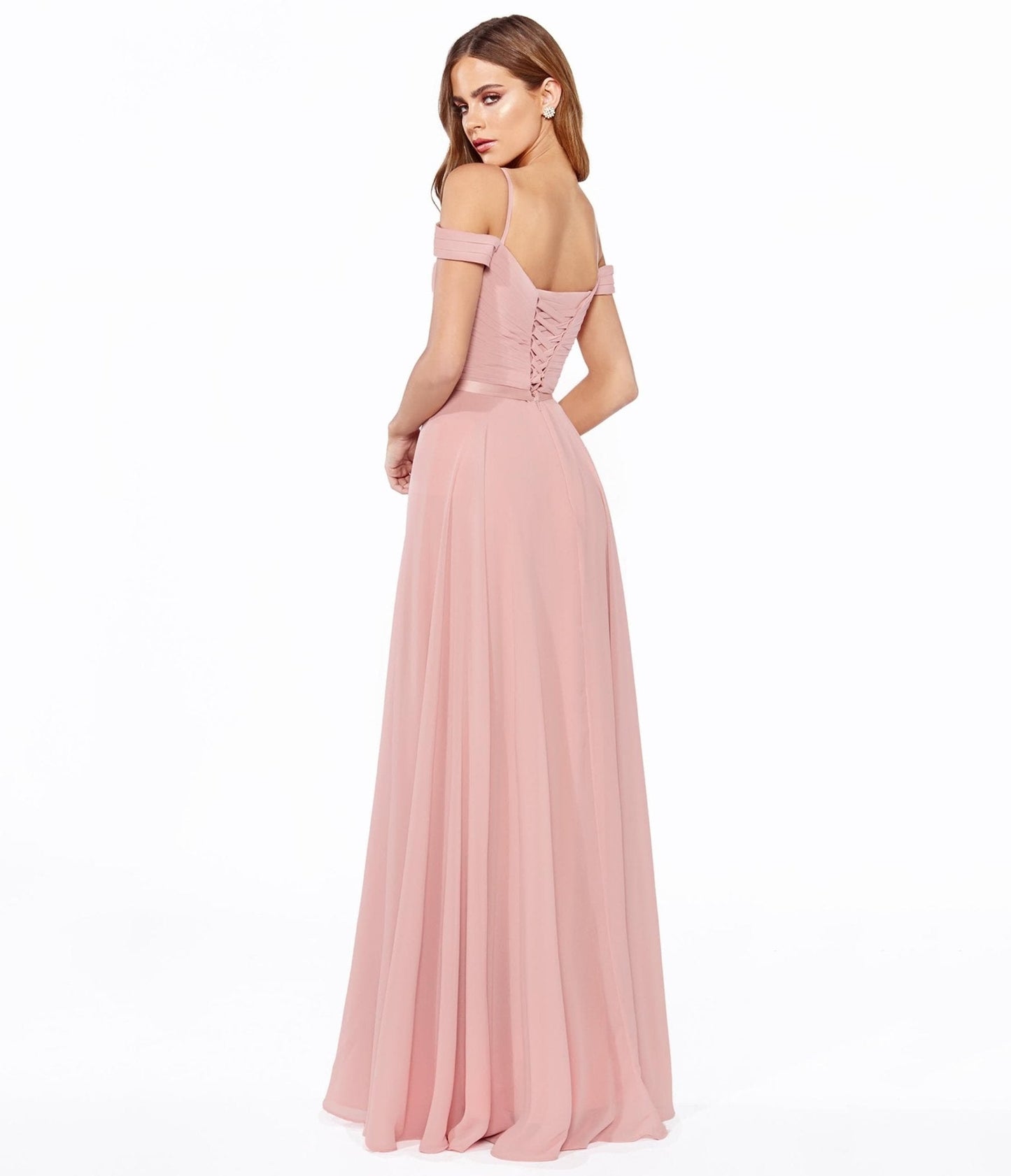 Cinderella Divine Dusty Rose Chiffon Prom Gown