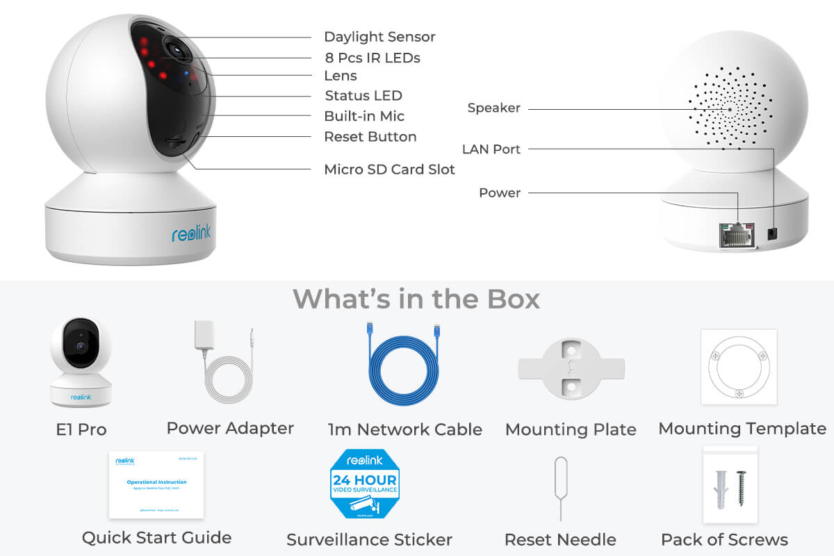Reolink Indoor 4MP PTZ WiFi Security Camera E1 Pro